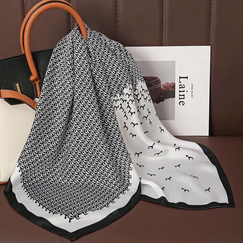 Luxury Silk Square Scarf - 70cm Satin Neck Tie  Hair Bandana for Women - ZOOMNSTORE