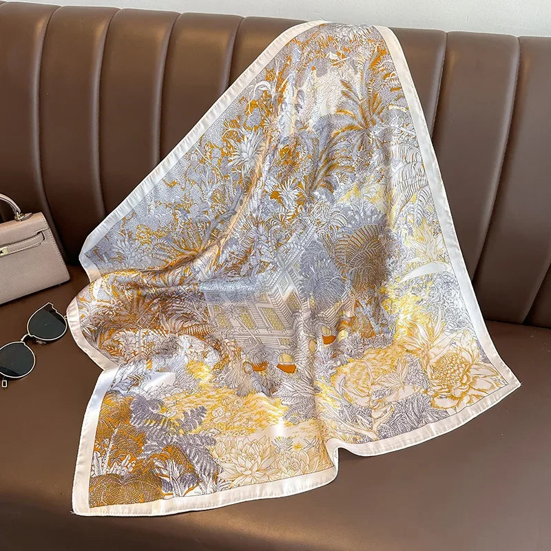 Luxury Silk Square Scarf - Womens Satin Neckerchief  Hair Wrap 2023 - ZOOMNSTORE