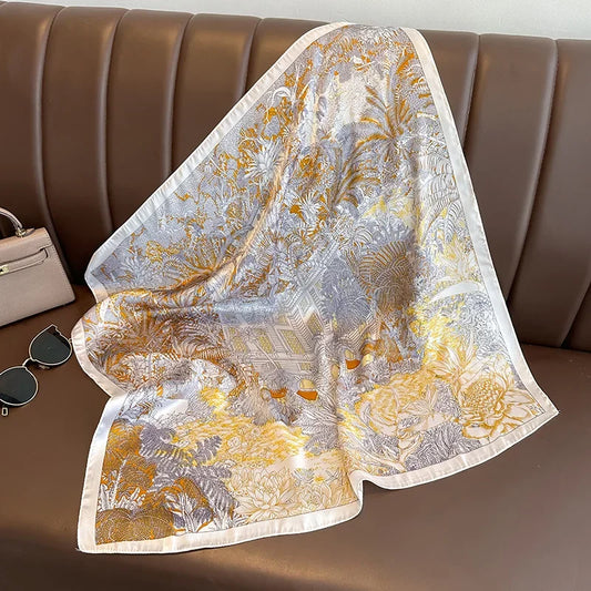 Luxury Silk Square Scarf - Womens Satin Neckerchief  Hair Wrap 2023 - ZOOMNSTORE