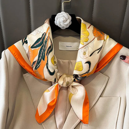 Luxury Silk Square Scarf - Womens Satin Neckerchief  Hair Wrap 2023 - ZOOMNSTORE
