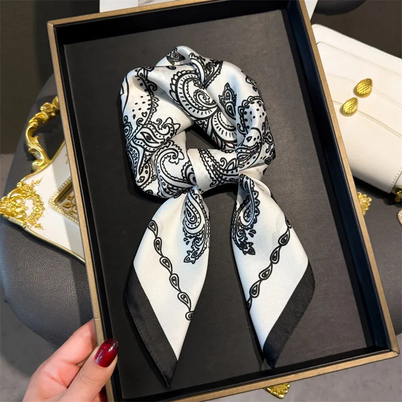 Luxury Silk Square Scarf - Womens Satin Neckerchief  Hair Wrap 2023 - ZOOMNSTORE