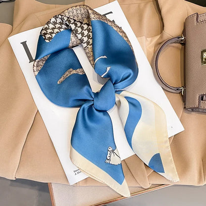 Luxury Silk Square Scarf - Womens Satin Neckerchief  Hair Wrap 2023 - ZOOMNSTORE