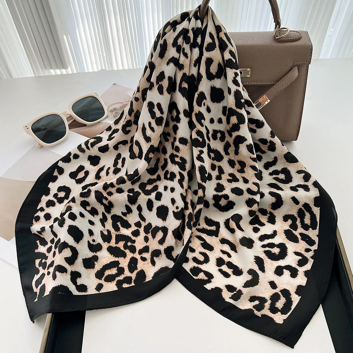 Luxury Silk Square Scarf - Womens Satin Neckerchief  Hair Wrap 2023 - ZOOMNSTORE