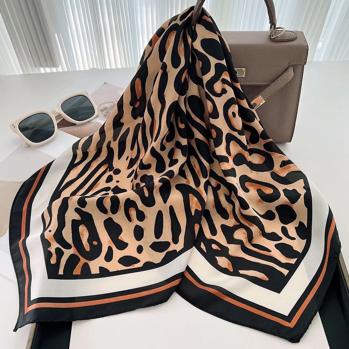Luxury Silk Square Scarf - Womens Satin Neckerchief  Hair Wrap 2023 - ZOOMNSTORE