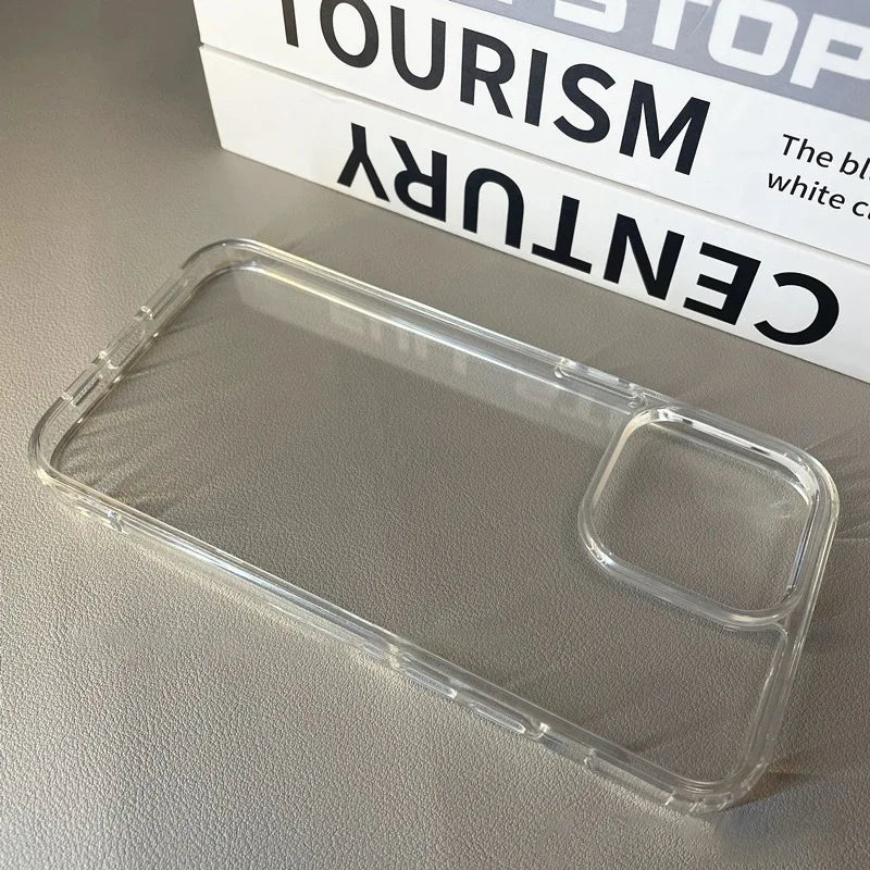 Luxury Soft Acrylic Phone Case - Shockproof Transparent Cover for iPhone 11 to 16 Pro Max XS X XR 7 8 Plus Mini - ZOOMNSTORE