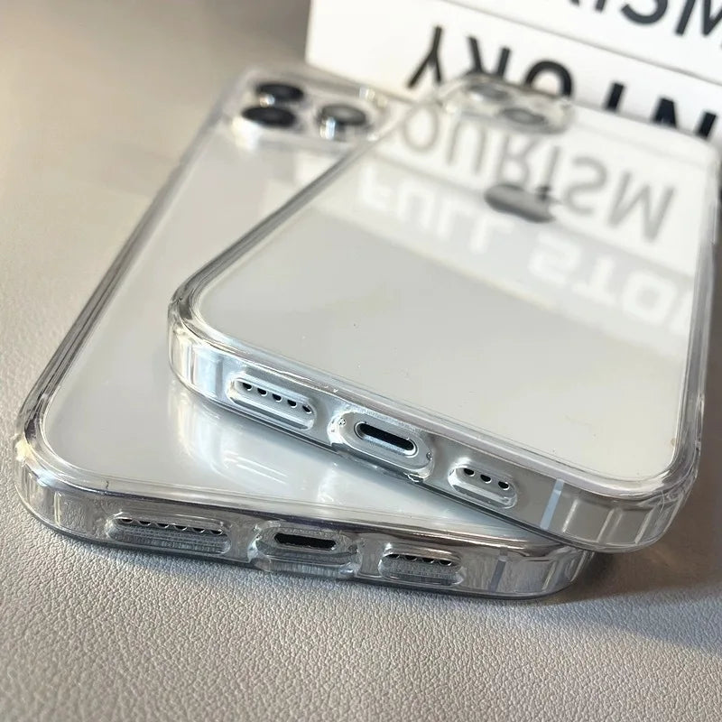 Luxury Soft Acrylic Phone Case - Shockproof Transparent Cover for iPhone 11 to 16 Pro Max XS X XR 7 8 Plus Mini - ZOOMNSTORE