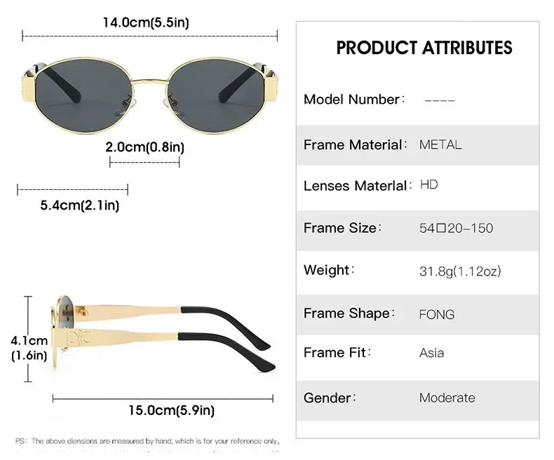 Luxury Unisex Metal Sunglasses - Stylish UV400 Round Oval Shades - ZOOMNSTORE