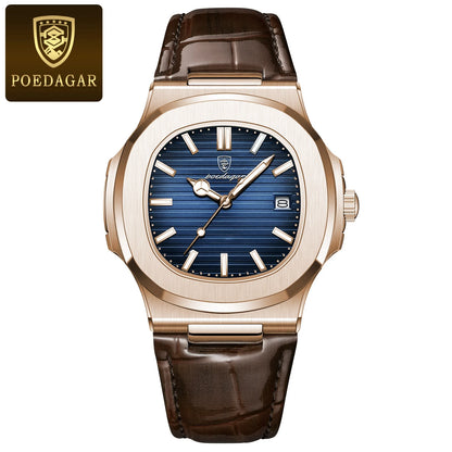 Luxury Waterproof Mens Luminous Leather Sports Watch - ZOOMNSTORE