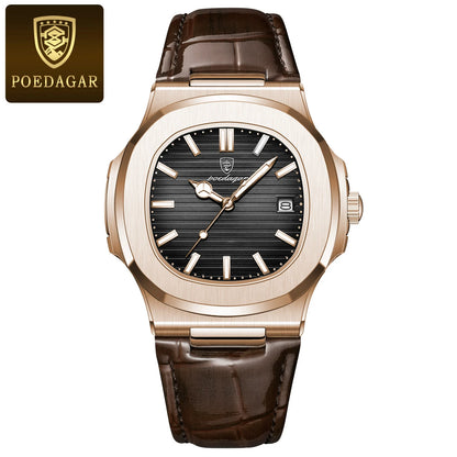 Luxury Waterproof Mens Luminous Leather Sports Watch - ZOOMNSTORE