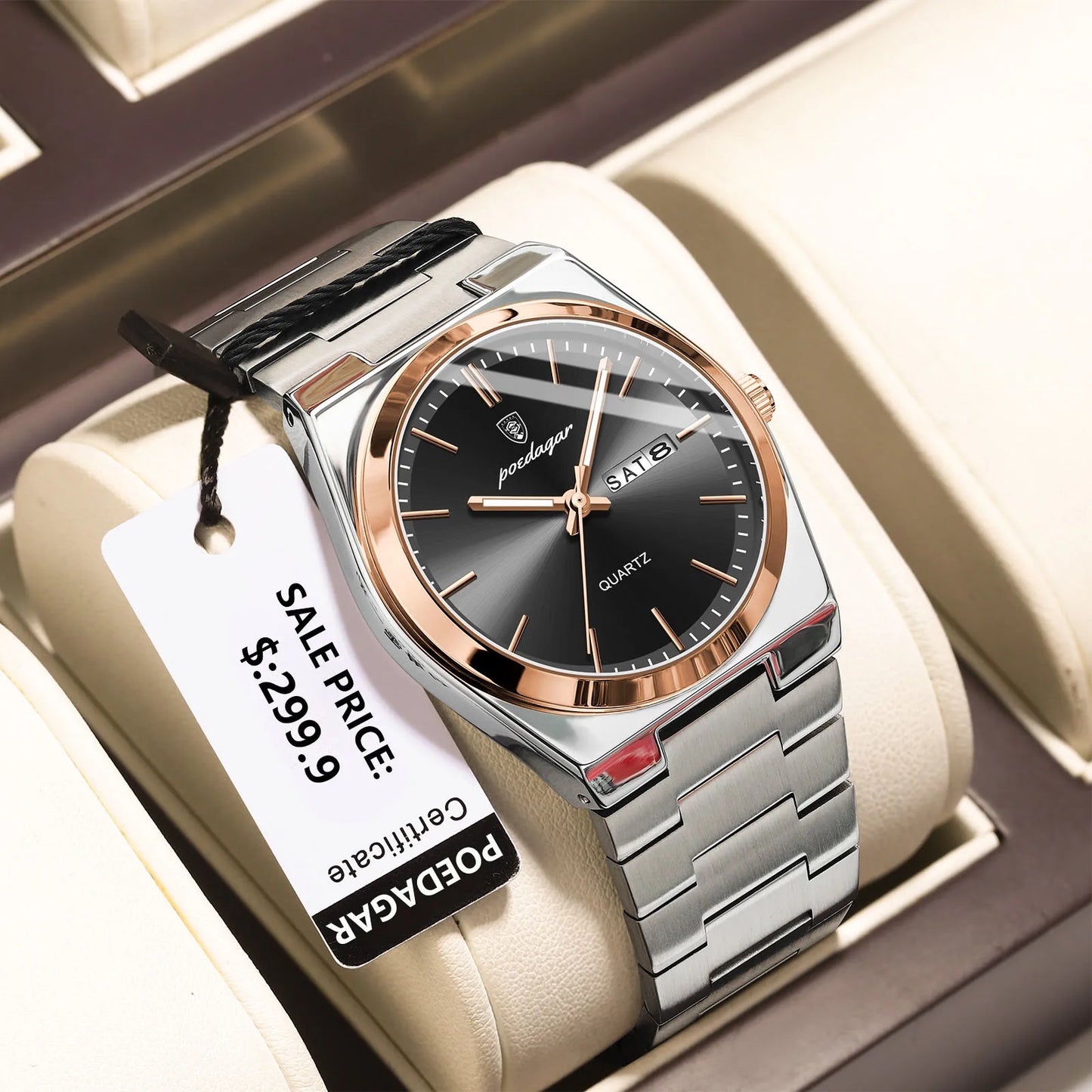 Luxury Waterproof Mens Quartz Watch - Stainless Steel Luminous Casual Timepiece - ZOOMNSTORE