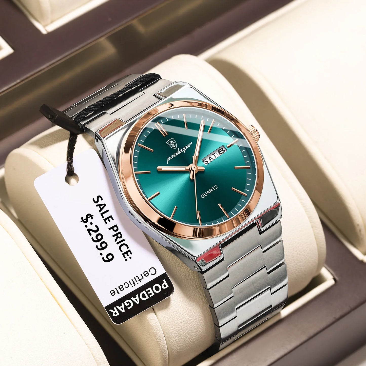 Luxury Waterproof Mens Quartz Watch - Stainless Steel Luminous Casual Timepiece - ZOOMNSTORE