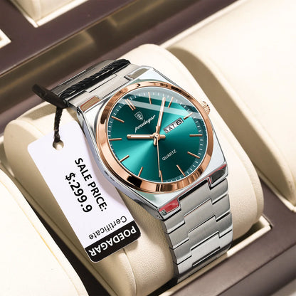 Luxury Waterproof Mens Quartz Watch - Stainless Steel Luminous Casual Timepiece - ZOOMNSTORE