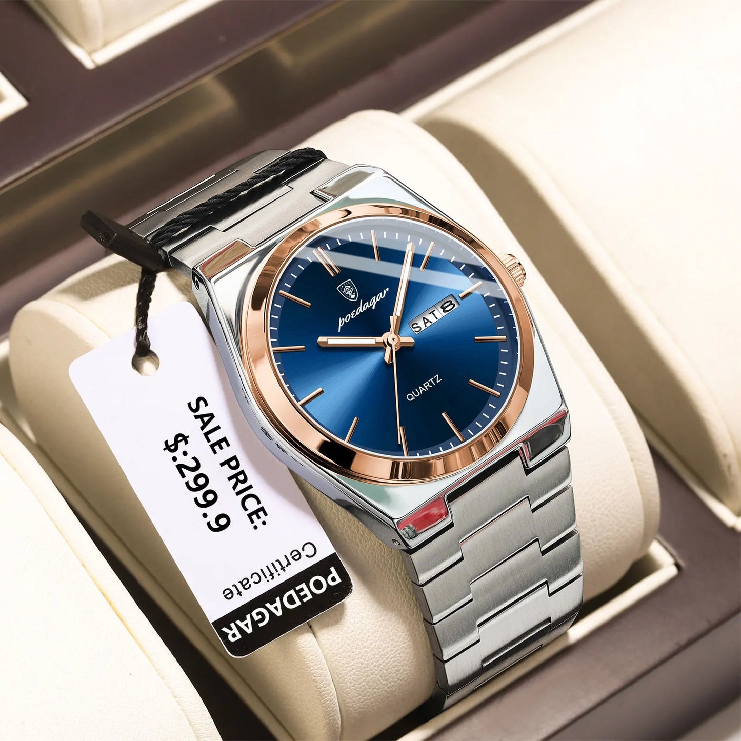 Luxury Waterproof Mens Quartz Watch - Stainless Steel Luminous Casual Timepiece - ZOOMNSTORE