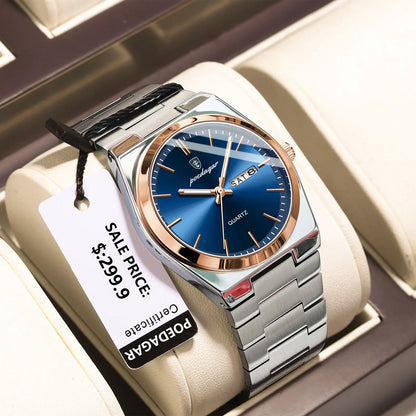 Luxury Waterproof Mens Quartz Watch - Stainless Steel Luminous Casual Timepiece - ZOOMNSTORE