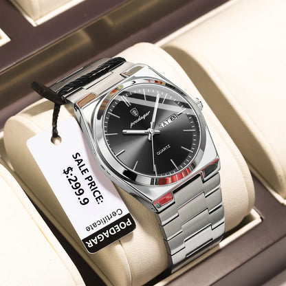 Luxury Waterproof Mens Quartz Watch - Stainless Steel Luminous Casual Timepiece - ZOOMNSTORE