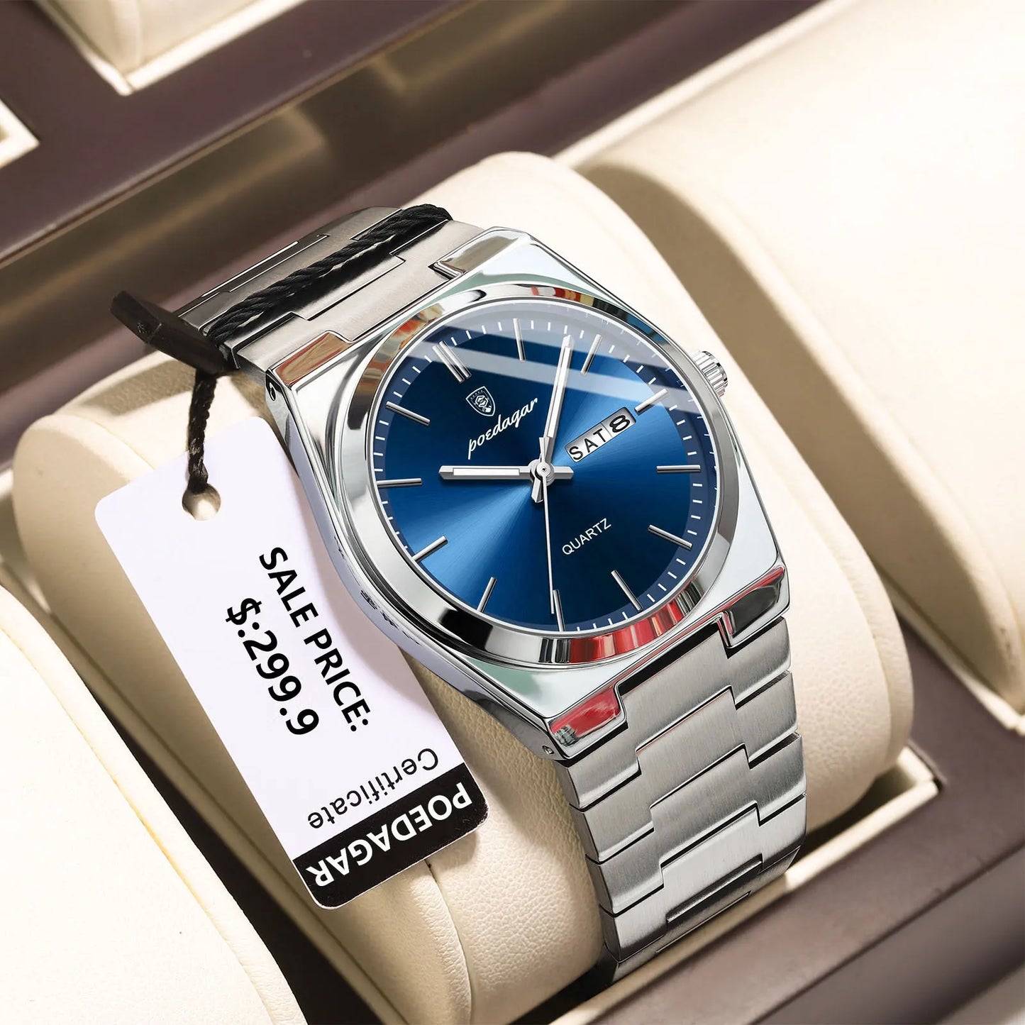 Luxury Waterproof Mens Quartz Watch - Stainless Steel Luminous Casual Timepiece - ZOOMNSTORE