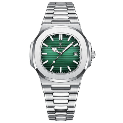 Luxury Waterproof Mens Wristwatch - Stainless Steel Quartz Sports Clock with Luminous Date - ZOOMNSTORE