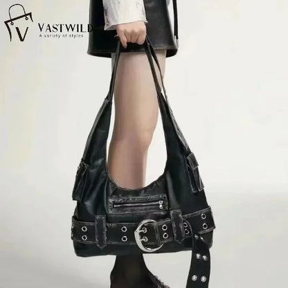 Luxury Womens Handbag - Y2K Large Capacity Shoulder Bag with Rivets and Multiple Pockets - ZOOMNSTORE
