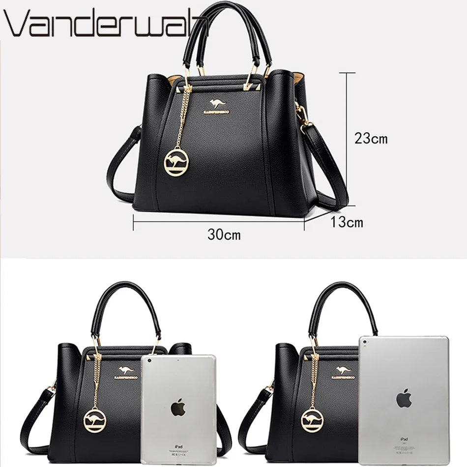 Luxury Womens Leather Crossbody Bag - Large Capacity Designer Tote - ZOOMNSTORE
