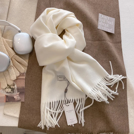 Luxury Wool Cashmere Scarf - Womens Warm Pashmina Shawl Wrap 2024 - ZOOMNSTORE
