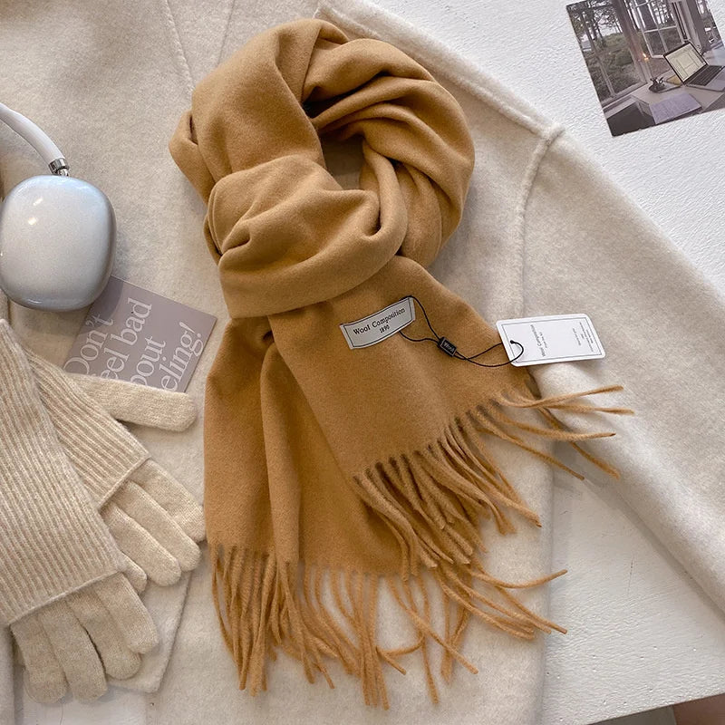 Luxury Wool Cashmere Scarf - Womens Warm Pashmina Shawl Wrap 2024 - ZOOMNSTORE