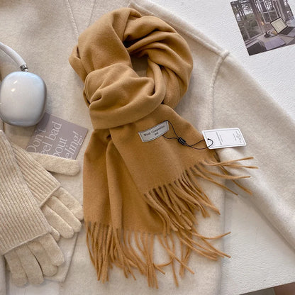 Luxury Wool Cashmere Scarf - Womens Warm Pashmina Shawl Wrap 2024 - ZOOMNSTORE
