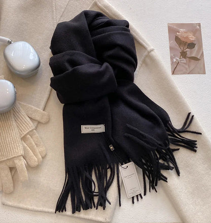 Luxury Wool Cashmere Scarf - Womens Warm Pashmina Shawl Wrap 2024 - ZOOMNSTORE