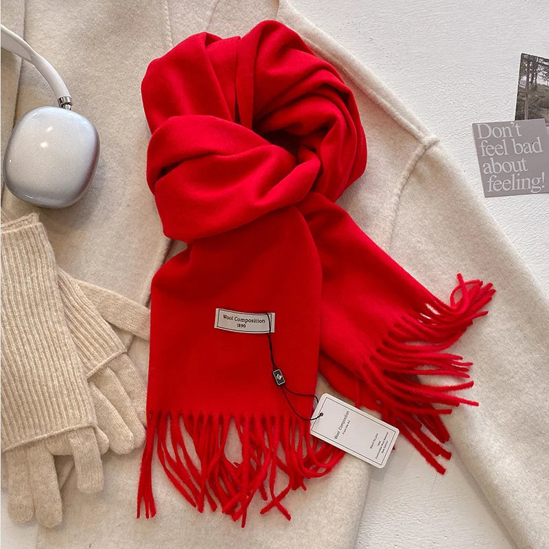 Luxury Wool Cashmere Scarf - Womens Warm Pashmina Shawl Wrap 2024 - ZOOMNSTORE