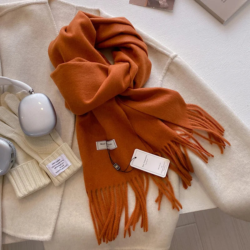 Luxury Wool Cashmere Scarf - Womens Warm Pashmina Shawl Wrap 2024 - ZOOMNSTORE