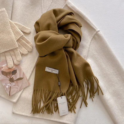 Luxury Wool Cashmere Scarf - Womens Warm Pashmina Shawl Wrap 2024 - ZOOMNSTORE