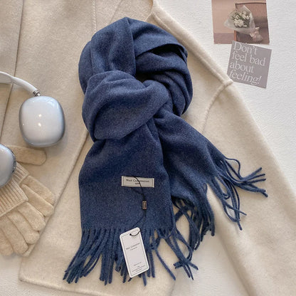 Luxury Wool Cashmere Scarf - Womens Warm Pashmina Shawl Wrap 2024 - ZOOMNSTORE