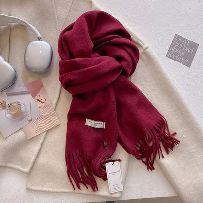 Luxury Wool Cashmere Scarf - Womens Warm Pashmina Shawl Wrap 2024 - ZOOMNSTORE