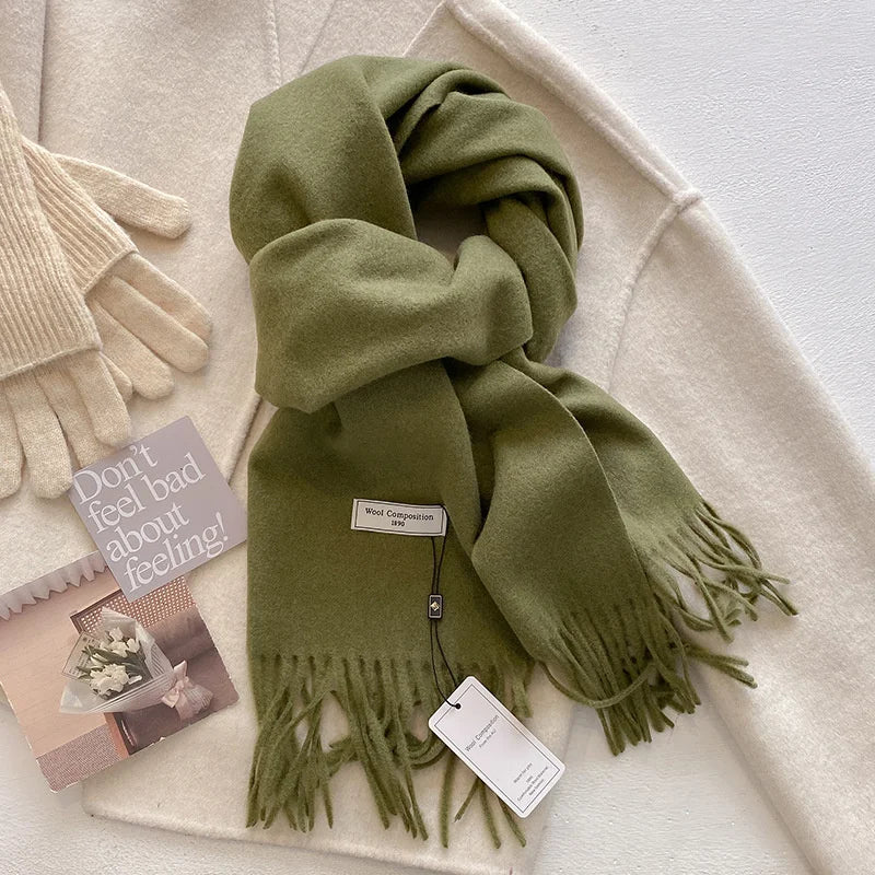 Luxury Wool Cashmere Scarf - Womens Warm Pashmina Shawl Wrap 2024 - ZOOMNSTORE