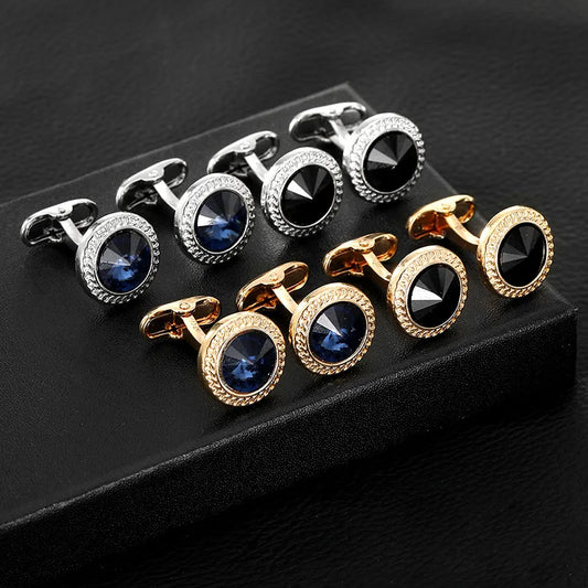 Luxury Zircon Cufflinks - Classic Round Mens Wedding Suit Accessories - ZOOMNSTORE