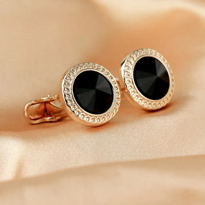 Luxury Zircon Cufflinks - Classic Round Mens Wedding Suit Accessories - ZOOMNSTORE
