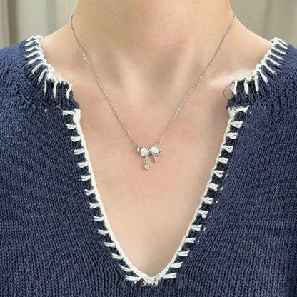 Fairy Elegant Pink Round Crystal Pendant Necklace Simple Design Korean Fashion Girls Women Star Clavicle Chain Jewelry Gifts