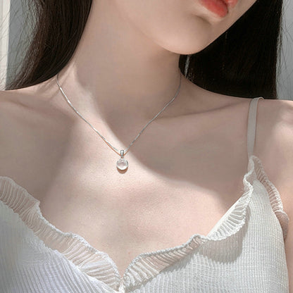 Fairy Elegant Pink Round Crystal Pendant Necklace Simple Design Korean Fashion Girls Women Star Clavicle Chain Jewelry Gifts