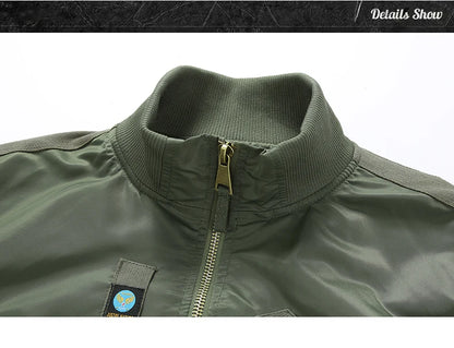 MA-1 Pilot Jacket - Men's Cotton Military Style Zipper Closure Jacket - ZOOMNSTORE