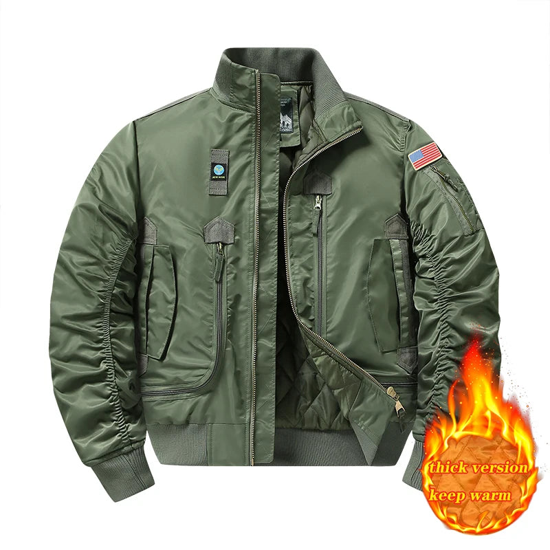 MA-1 Pilot Jacket - Men's Cotton Military Style Zipper Closure Jacket - ZOOMNSTORE