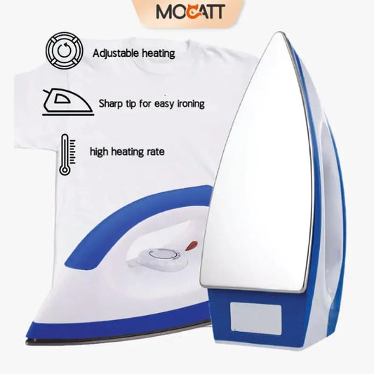 Adjustable Temperature Dry Iron - Handheld Fast Heating Iron With Teflon Coated Soleplate - ZOOMNSTORE