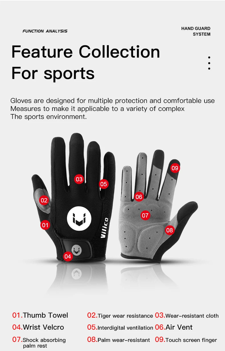 MTB Cycling Gloves - Winter Long Finger Non Slip Shock Proof Breathable Cotton - ZOOMNSTORE