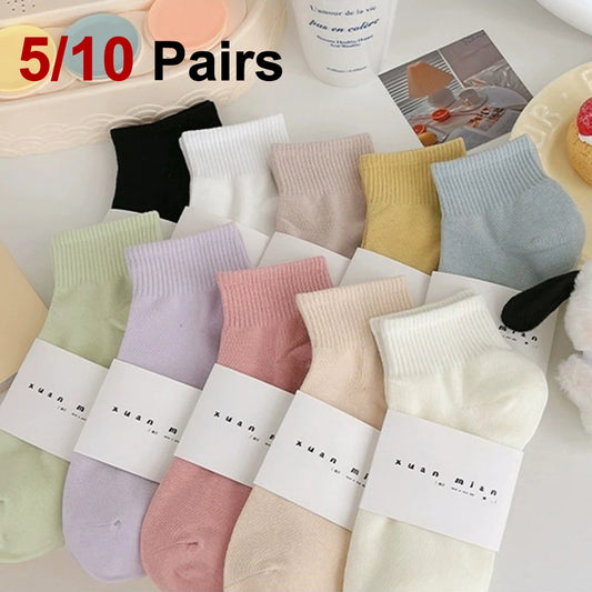 Macaron Colored Short Socks - Soft Comfortable Casual Socks for Women - ZOOMNSTORE