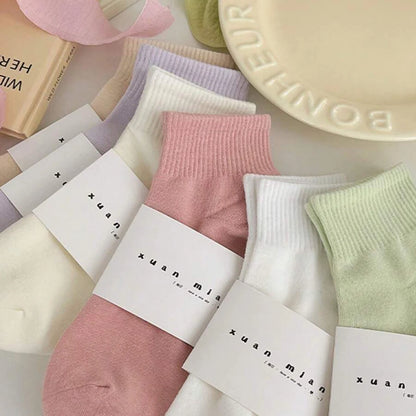 Macaron Colored Short Socks - Soft Comfortable Casual Socks for Women - ZOOMNSTORE