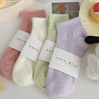 Macaron Colored Short Socks - Soft Comfortable Casual Socks for Women - ZOOMNSTORE