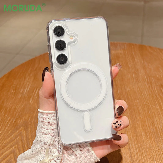 MagSafe Magnetic Phone Case - Clear Slim Cover for Samsung Galaxy S25 S24 S23 Ultra S22 Plus S21 FE A16 A15 A35 A55 - ZOOMNSTORE