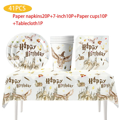 Magic School Party Supplies - Disposable Plates Cups Napkins Balloons and Gifts - ZOOMNSTORE