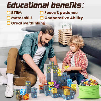 Magnetic Building Blocks | STEM Sensory Toys & Creative Magnet Cube Set for Kids - ZOOMNSTORE