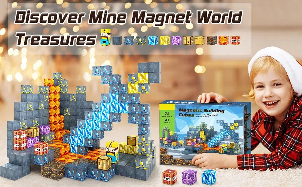 Magnetic Building Blocks | STEM Sensory Toys & Creative Magnet Cube Set for Kids - ZOOMNSTORE