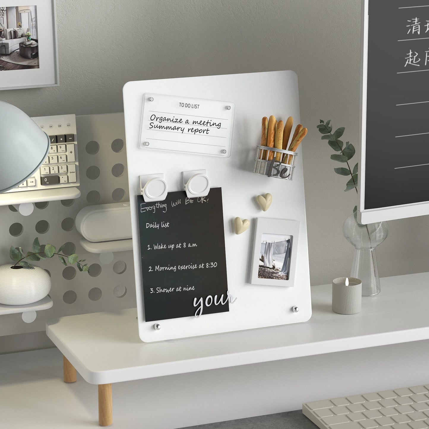 Magnetic Bulletin Board – Double Sided Aluminum Frame Tabletop Magnetic Message Board - ZOOMNSTORE