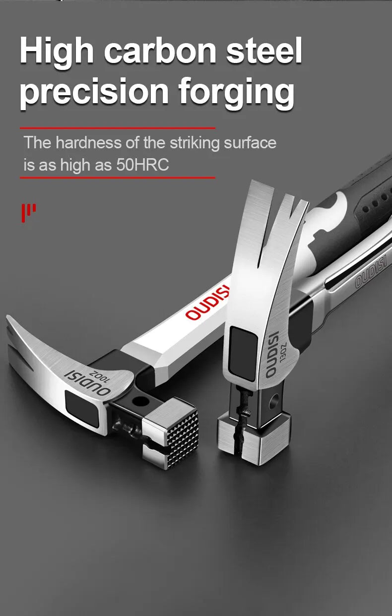 Magnetic Claw Hammer - Multifunctional Shockproof Steel Hand Tool for Woodworking - ZOOMNSTORE